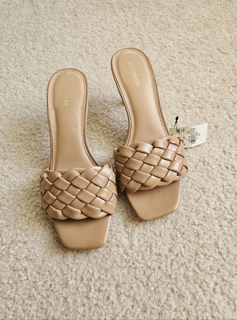 Express Braided Slide Mules in Tan